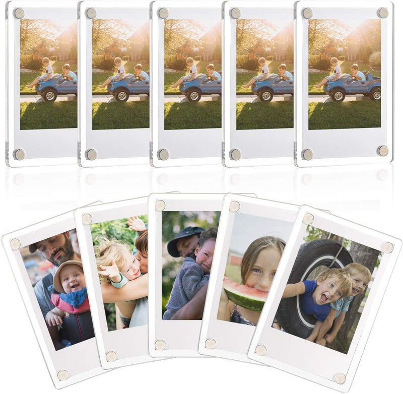 ONE WALL Acrylic Fridge Magnetic Frame, Double Sided Photo Refrigerator Magnet Picture Frame for Fujifilm Instax Mini, 2.36 x 3.54 Inch, Pack of 10 - Image 1