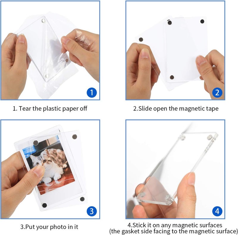 ONE WALL Acrylic Fridge Magnetic Frame, Double Sided Photo Refrigerator Magnet Picture Frame for Fujifilm Instax Mini, 2.36 x 3.54 Inch, Pack of 10 - Image 5