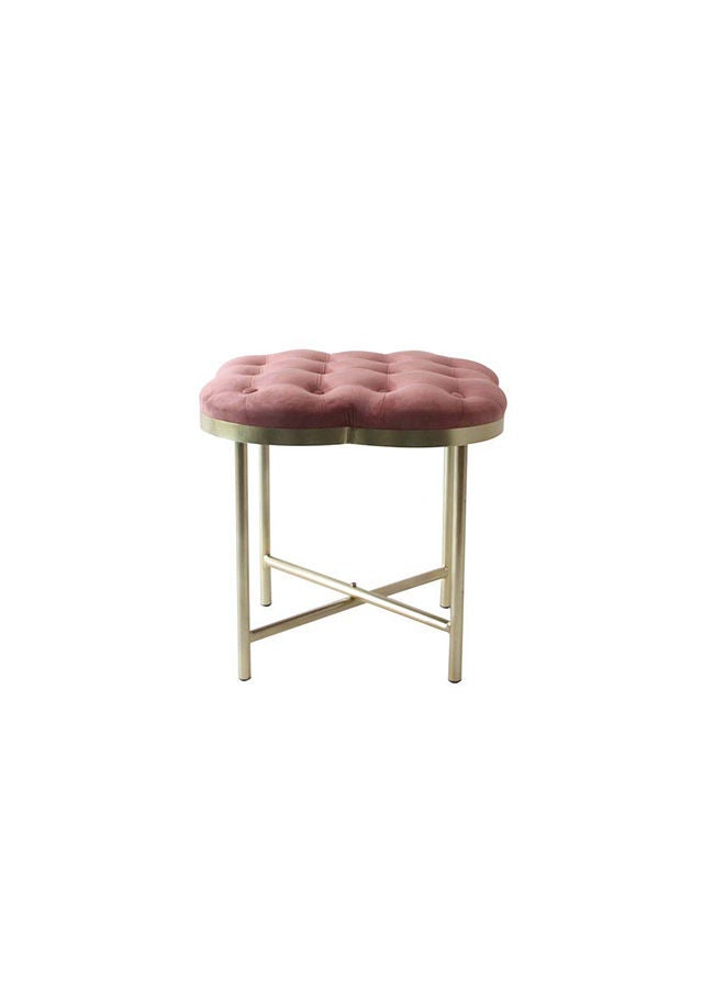 DANUBE HOME كرسي عثماني متعدد الوظائف من Elvira Flower Button Stool بمسند للقدمين مبطن بنعومة، أثاث عصري لغرفة المعيشة 45X45X45 سم، وردي  - Image 2