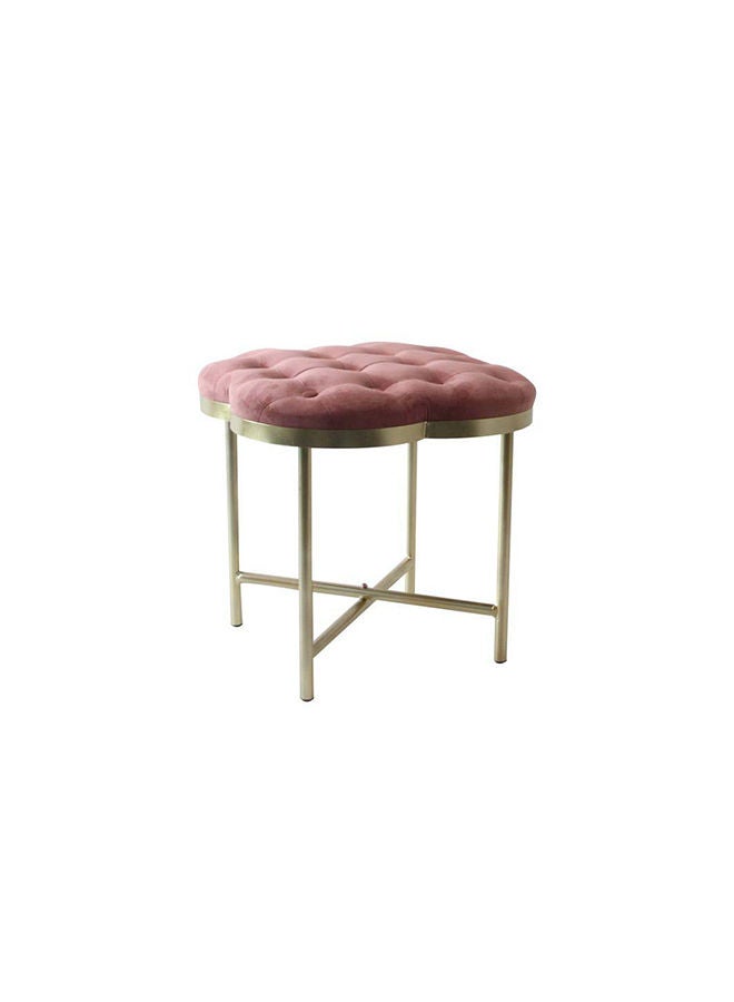 DANUBE HOME كرسي عثماني متعدد الوظائف من Elvira Flower Button Stool بمسند للقدمين مبطن بنعومة، أثاث عصري لغرفة المعيشة 45X45X45 سم، وردي  - Image 3