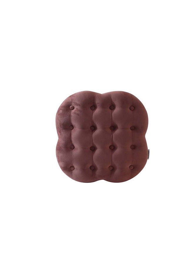 DANUBE HOME كرسي عثماني متعدد الوظائف من Elvira Flower Button Stool بمسند للقدمين مبطن بنعومة، أثاث عصري لغرفة المعيشة 45X45X45 سم، وردي  - Image 4