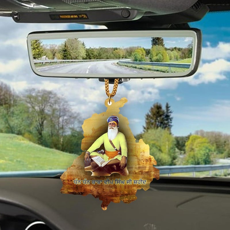 ART END ARTEND car Hanging Ornament Photo Punjab Map Baba Deep Singh Ji Sikh Religious City Name car Hanging Accessories (PBBDS-131) - Image 2
