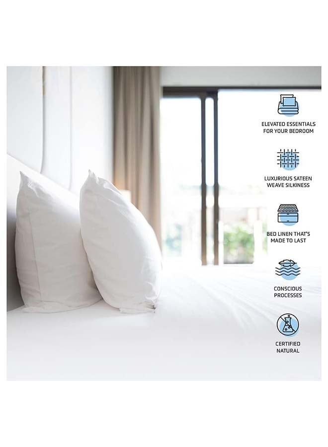 RocketLinen California King 4 Piece Bed Sheet Light Grey Set Flat Sheet Fitted Sheet & 2 Pillowcase 400 Thread Count Pure Cotton Sateen Weave Hotel Style (Cal King) - Image 4