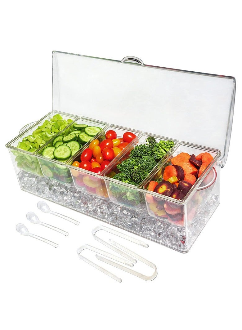 Plastic Household Seasoning Box Salt Shaker Sugar Pot Party Picnic Fresh Ice Box Five Compartment Detachable Fruit Plate Seasoning Plate - Image 1