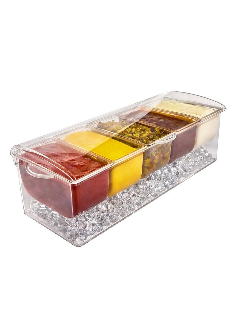 Plastic Household Seasoning Box Salt Shaker Sugar Pot Party Picnic Fresh Ice Box Five Compartment Detachable Fruit Plate Seasoning Plate - Image 4