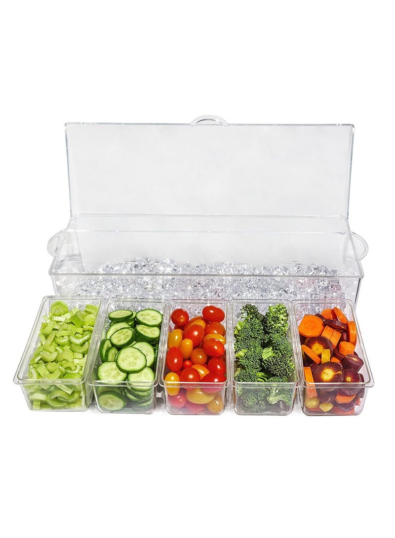 Plastic Household Seasoning Box Salt Shaker Sugar Pot Party Picnic Fresh Ice Box Five Compartment Detachable Fruit Plate Seasoning Plate - Image 2