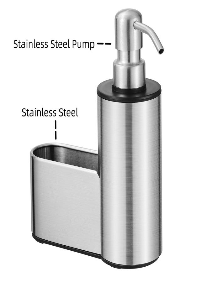 CHBKT Kitchen Soap Dispenser with Sponge Holder, 12 oz Dish Soap Dispenser for Kitchen Sink Countertop, Stainless Steel Pump, Organizer Holder with Storage for Bathroom - Image 3