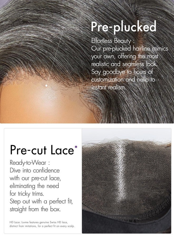 LUVME HAIR Salt & Pepper Layered Bob Glueless Pre-Cut Lace Wig Gray Wigs For Women Short Grey Hair Glueless Bob Wigs Pre Plucked Pre Cut Pixie Cut - Image 3