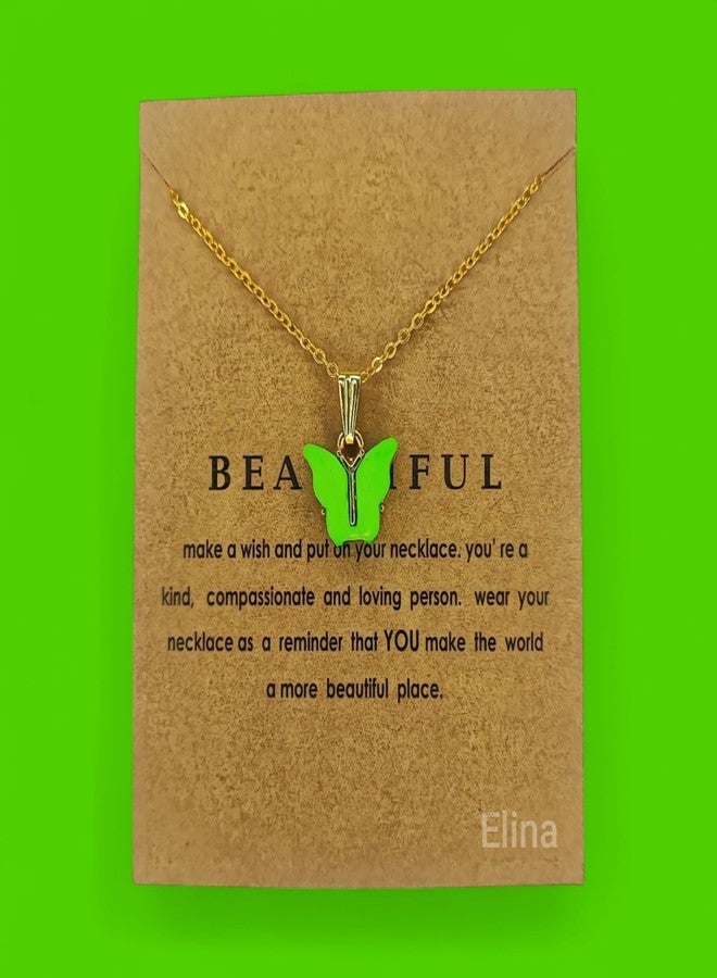 Elina Latest Fashion 5 Pcs Butterfly Jewellery Necklace Set, Gold Plated Stylish Pendant Chain for Women, Girls Gift Combo(Multi Color)(Set of 5 Pcs) - Image 3