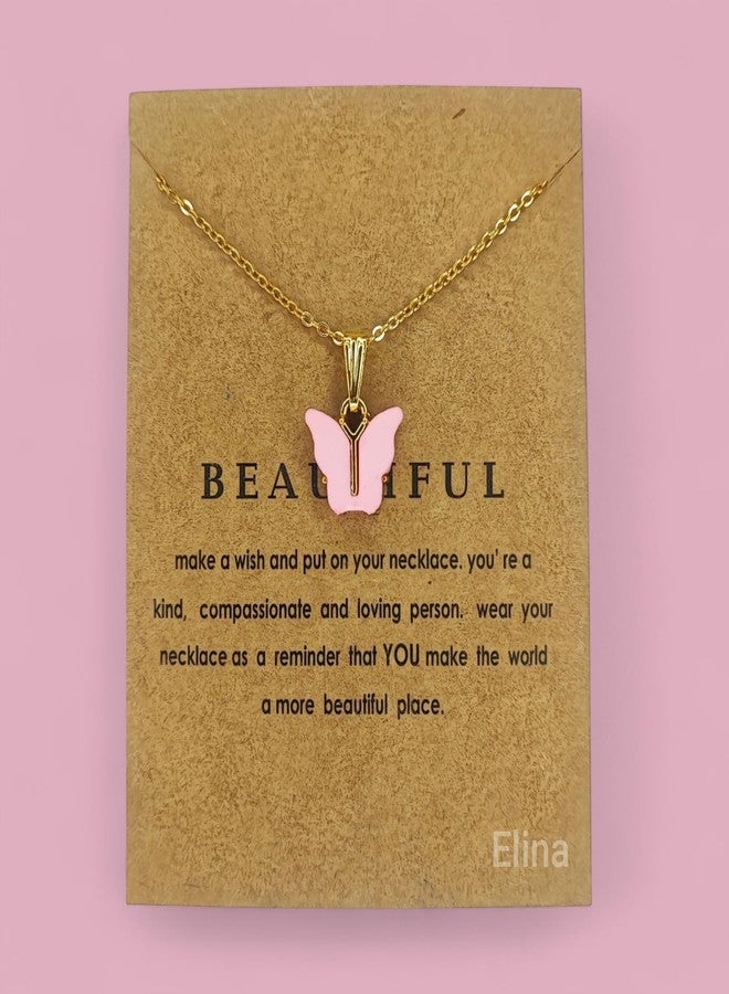 Elina Latest Fashion 5 Pcs Butterfly Jewellery Necklace Set, Gold Plated Stylish Pendant Chain for Women, Girls Gift Combo(Multi Color)(Set of 5 Pcs) - Image 4