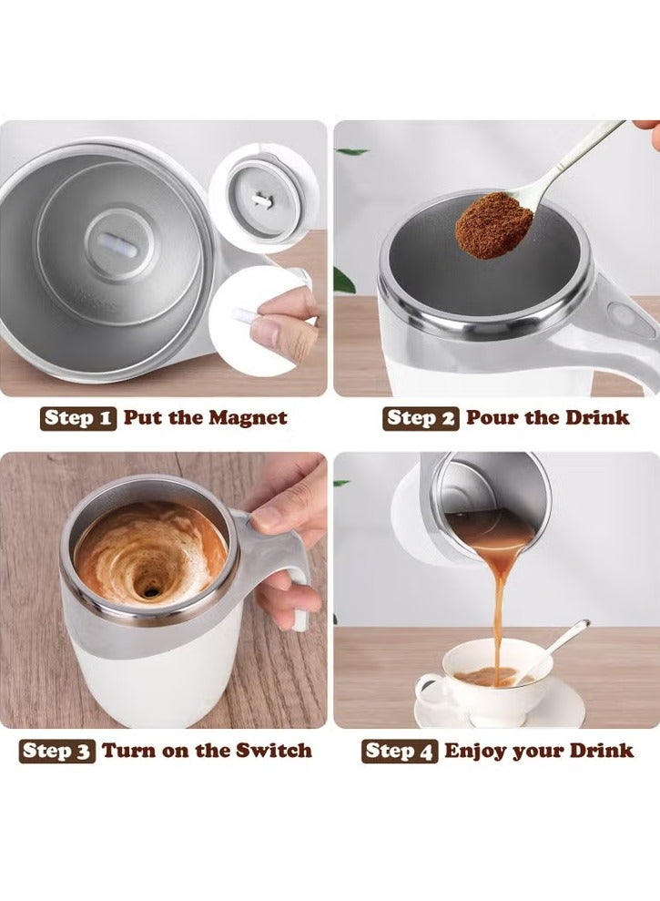 Self Stirring Coffee Mug,Electric Self Mixing Mug, Rechargeable Stirring Mug Auto Magnetic Mug Portable Self Stirring Mug,Stainless Steel Cup Coffee Powder /Milk /Tea /Cocoa /Protein Powder - Image 4