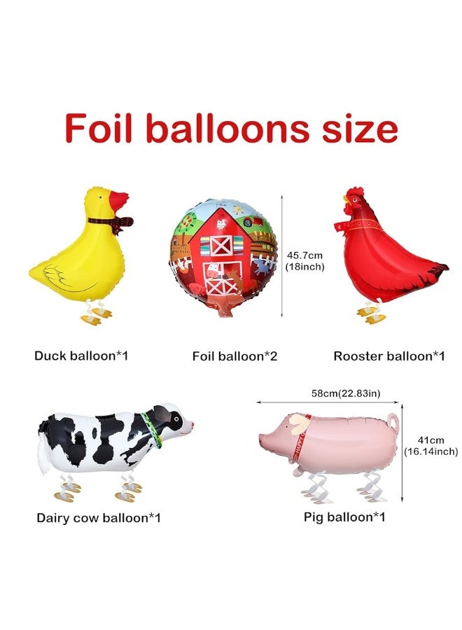 Sumind Farm Birthday Party Decorations Farm Animals Barn Backdrop Banner Walking Balloons Cupcake Toppers Birthday Party Supplies Set for Kids Farm Animals Cow Theme Party Supplies - Image 5