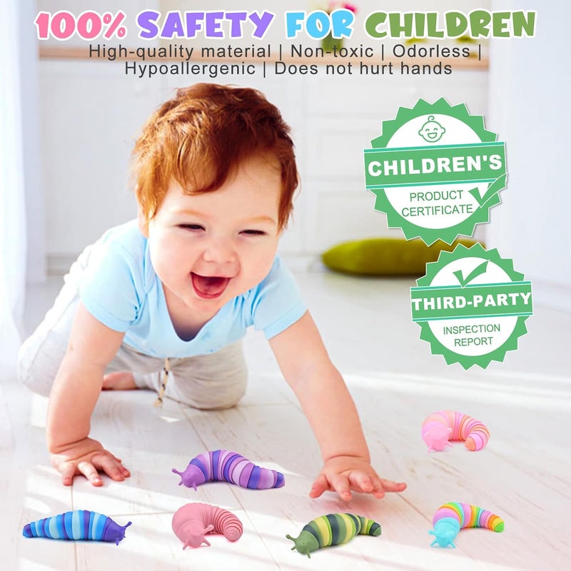 Cevioce Cevei Cevoce Sensory Slug Fidget Toys for Adults & Kids - 6Pc Cute Autism Sensory Toy Set for Autistic Children, Ages 3+, (5.8 Inch) - Image 3