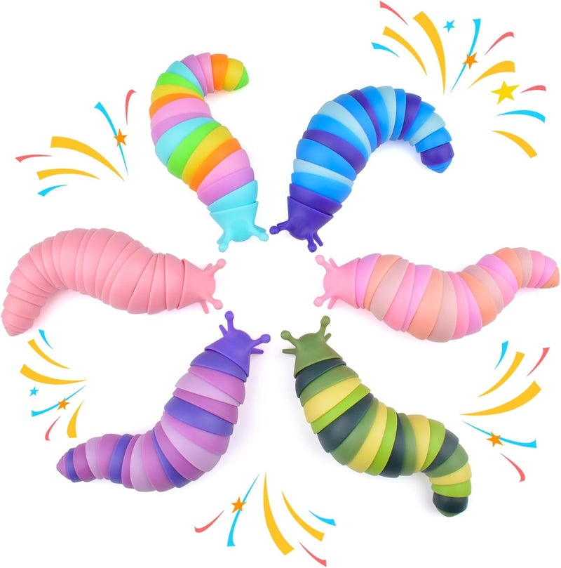 Cevioce Cevei Cevoce Sensory Slug Fidget Toys for Adults & Kids - 6Pc Cute Autism Sensory Toy Set for Autistic Children, Ages 3+, (5.8 Inch) - Image 1