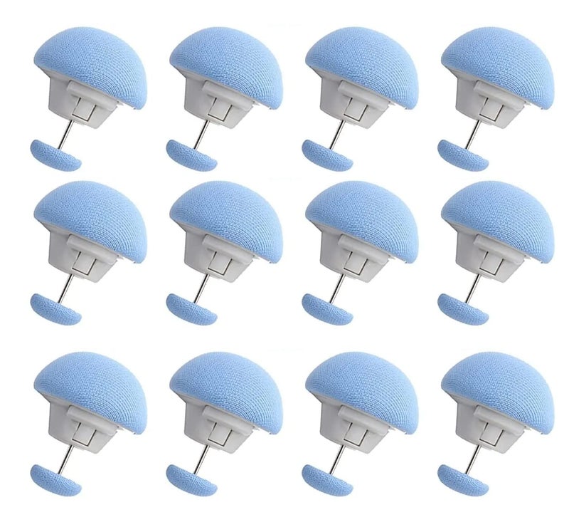 HEXONIQ® Quilt Fixing Clips, Bedroom Duvet Cover Clips, Mushroom Round Pins with Buttons, Blue, Pack of 12 - Image 1