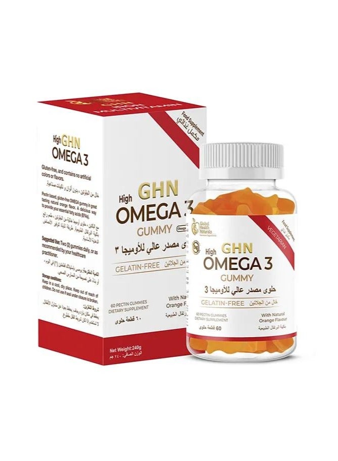 GHN High Source Omega 3 Orange Gummies 60 Count