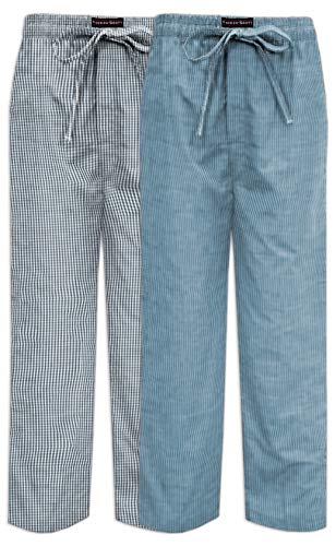 Andrew Scott Mens 2 Pack Super Soft Woven Pajama Sleep Long Lounge PJ Pants 2 Pack Blues Small