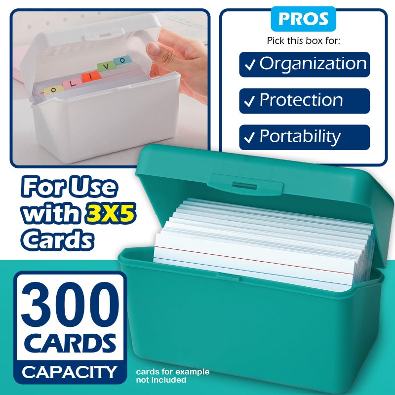 Olivo Index Card Holder Box 3x5 Flash Note Card Holder Storage File Box Organizer Case for 3"x5" Cards, 4 Colors Pack - Image 4