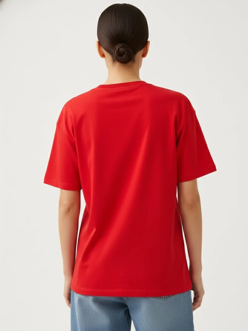 Outzidr  Red Crew Neck Graphic Tshirt for Women | Best Price UAE