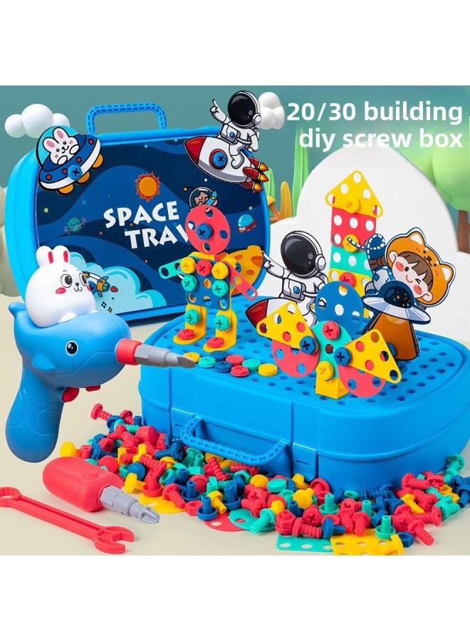 Children Screw Screw Assembly Disassembly Assembly Toolbox Electric Drill Baby Hands-on Toy Boy 3 Years Old 6-Color:Thickened [astronaut] Toolbox-Specifications:489-piece Set [electric Drill + Screwdriver + Rechargeable Battery]  - Image 3
