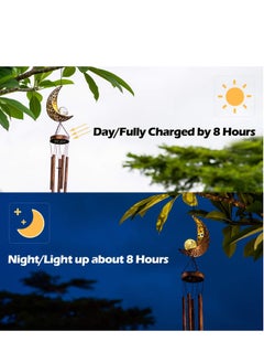 RATSAW Wind Chimes Solar Lights Gifts for Mom  Moon Garden Ornaments Outdoor 41 inch Large Metal Solar Powered Balcony Decor Memorial Gifts Mother Day Gfits  - Image 3