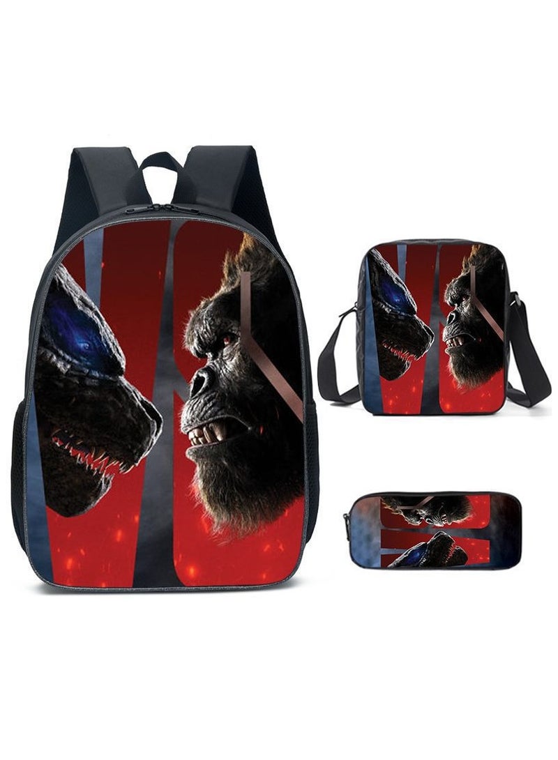 Godzilla New Godzilla Student Backpack Three-piece Set 29*16*42cm