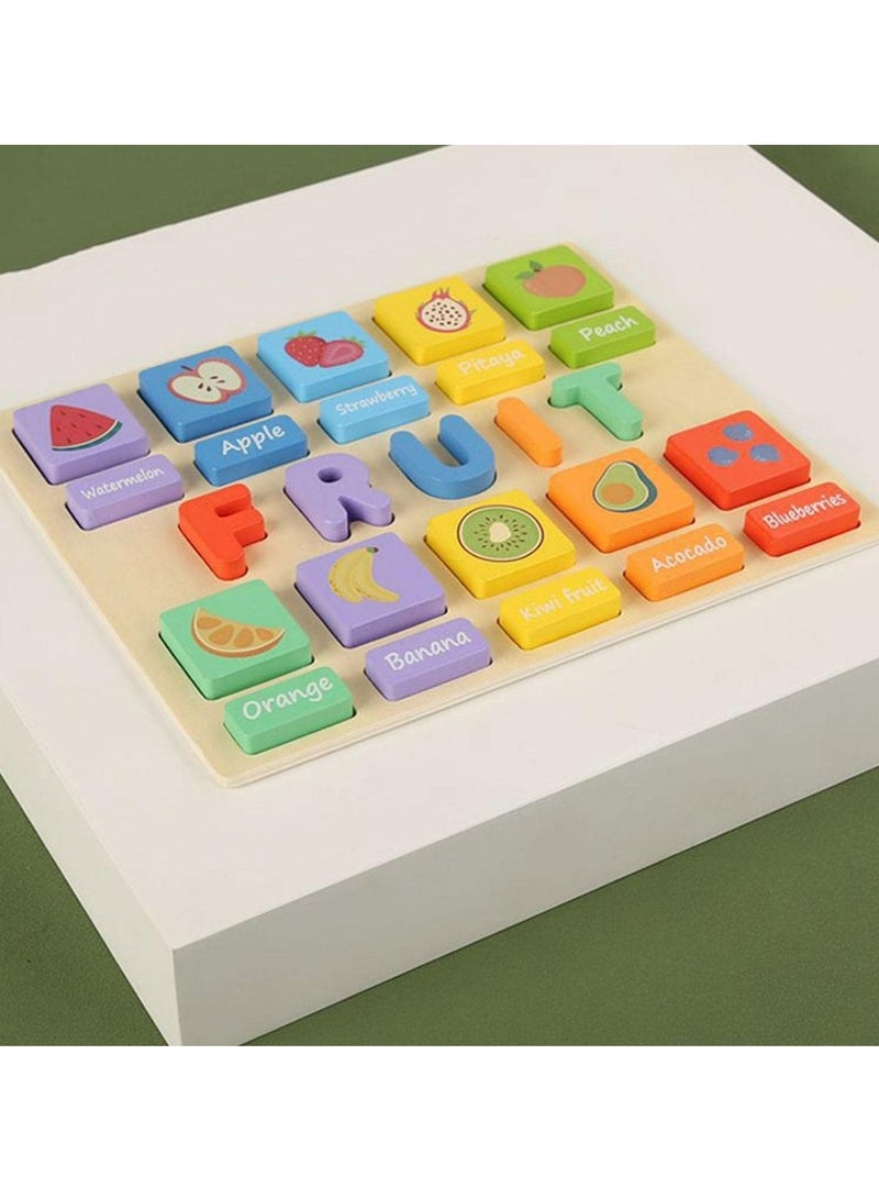 Wooden Puzzles - Wood Letter Shape Jigsaw,3D Montessori Puzzle Early Educational Matching Game Chunky Jigsaw Toy Gift for Preschool Years Old Boys Girls Shakven - Image 3