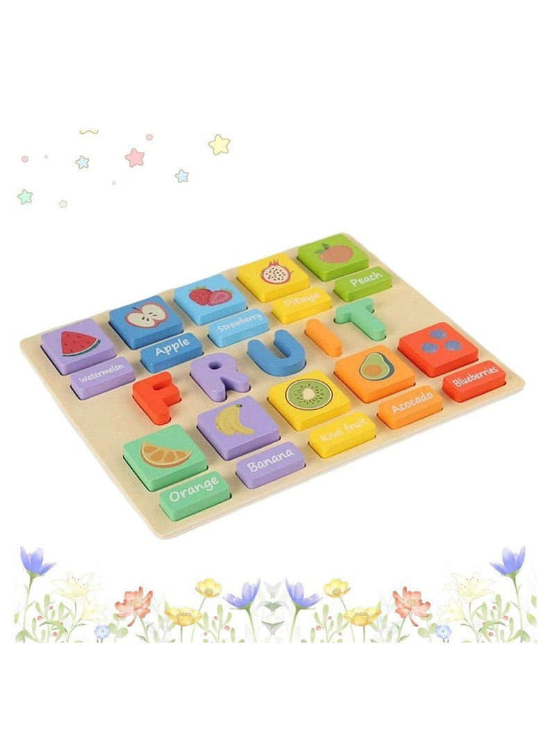 Wooden Puzzles - Wood Letter Shape Jigsaw,3D Montessori Puzzle Early Educational Matching Game Chunky Jigsaw Toy Gift for Preschool Years Old Boys Girls Shakven - Image 1