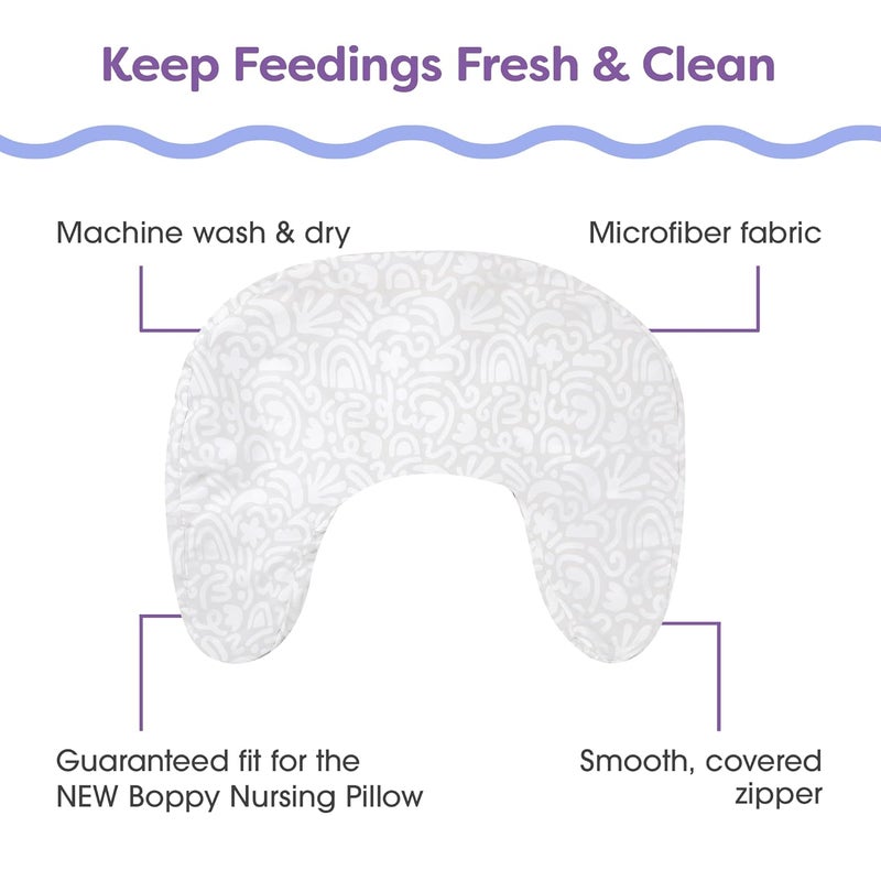 Boppy Nursing Pillow Cover  Soft Hypoallergenic Washable Microfiber Bottle  Breastfeeding Pillow Covers Redesigned Feeding Pillow Sold Separately  Cream Retro Squiggles - Image 3