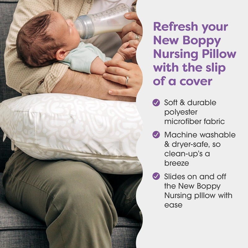 Boppy Nursing Pillow Cover  Soft Hypoallergenic Washable Microfiber Bottle  Breastfeeding Pillow Covers Redesigned Feeding Pillow Sold Separately  Cream Retro Squiggles - Image 2
