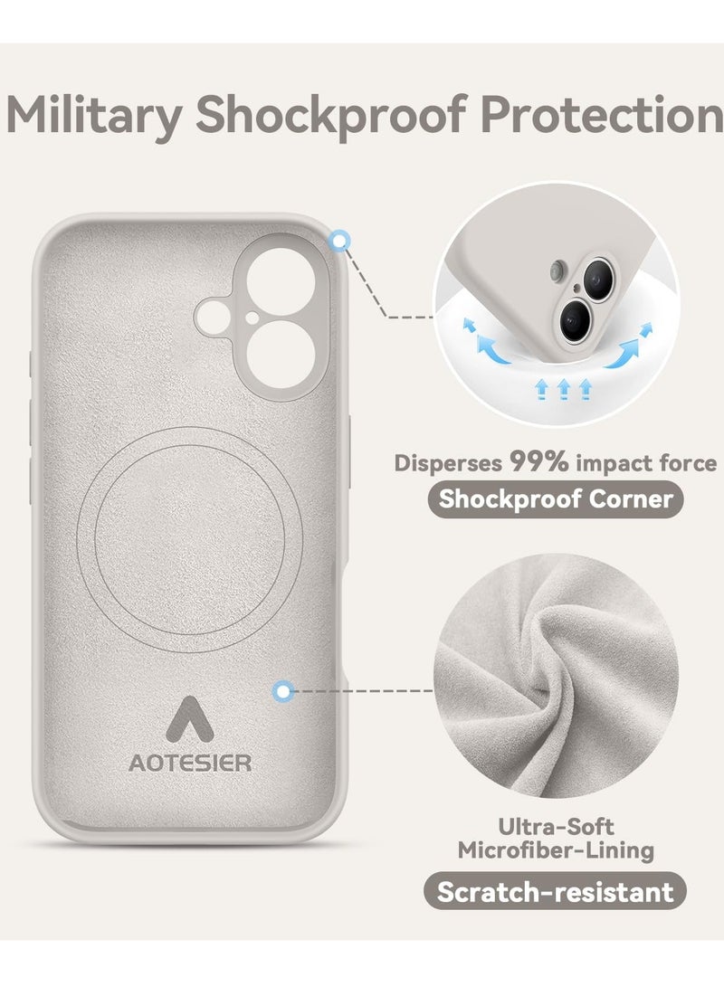 ELTRAZONE iPhone 16 Case - Upgraded Silicone Case with Camera Protection, Compatible with MagSafe, Anti-Scratch Microfiber Lining & 2 Screen Protectors (Stone) - Image 4
