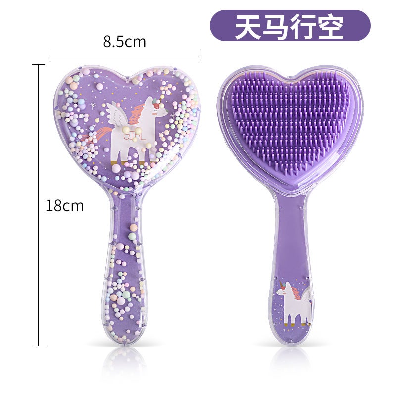 Generic New cute air cushion comb love girl special comb cartoon transparent airbag comb quicksand toy massage comb Sky on the sky 