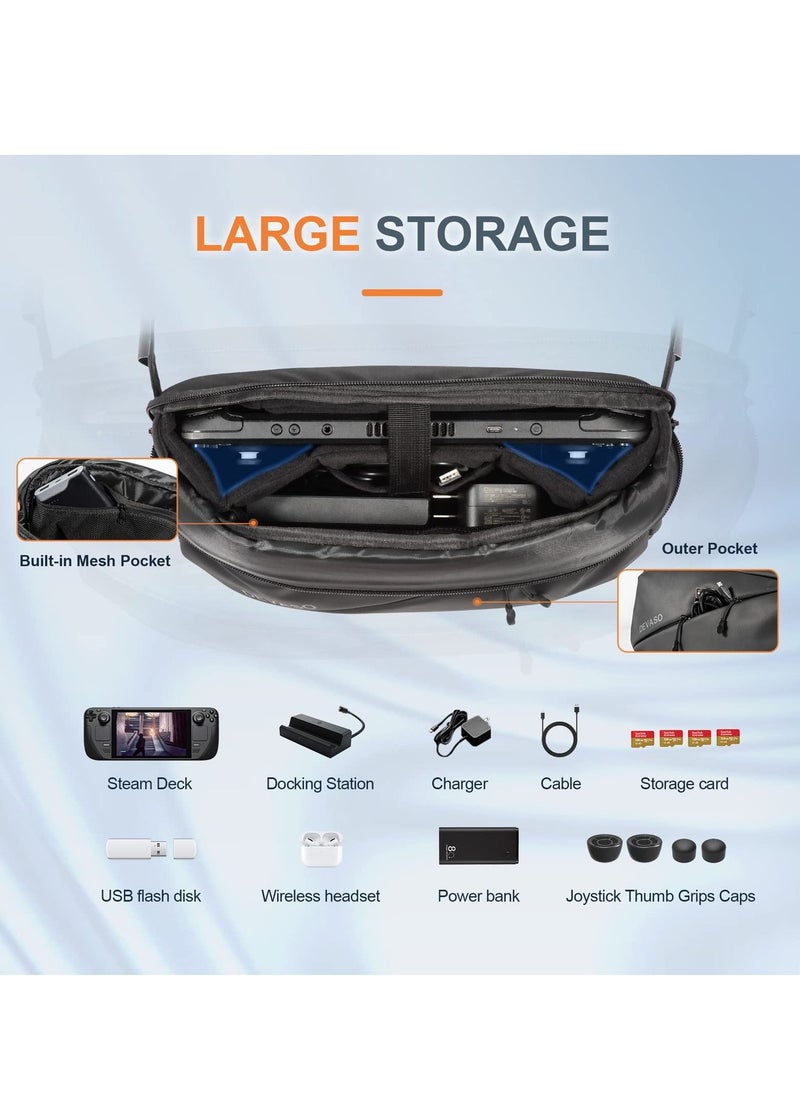 Carrying Case for Steam Deck Console  Accessories, Storage Bag for ASUS ROG Ally, Protective Shoulder Bag Pouch with Pockets Fit Console, AC Adapter,Original Dock, Lightweight Bag for Travel - Image 2
