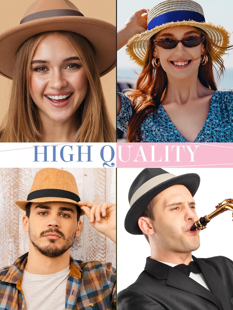 Yahenda 9 Pcs Stretchable Hat Band Ribbon Panama Western Cowboy Hat Bands Costume Headwear for Women Men(Classic Colors) - Image 2