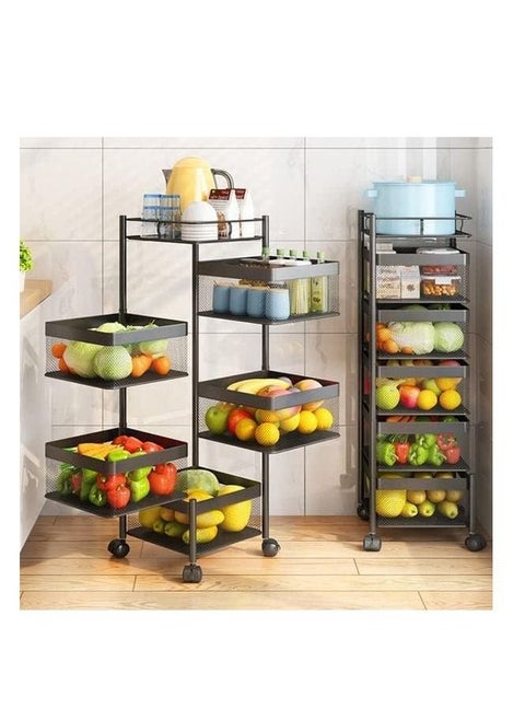 Rotating 5-Tier Kitchen Storage Rack for Fruits, Vegetables, and Household Items