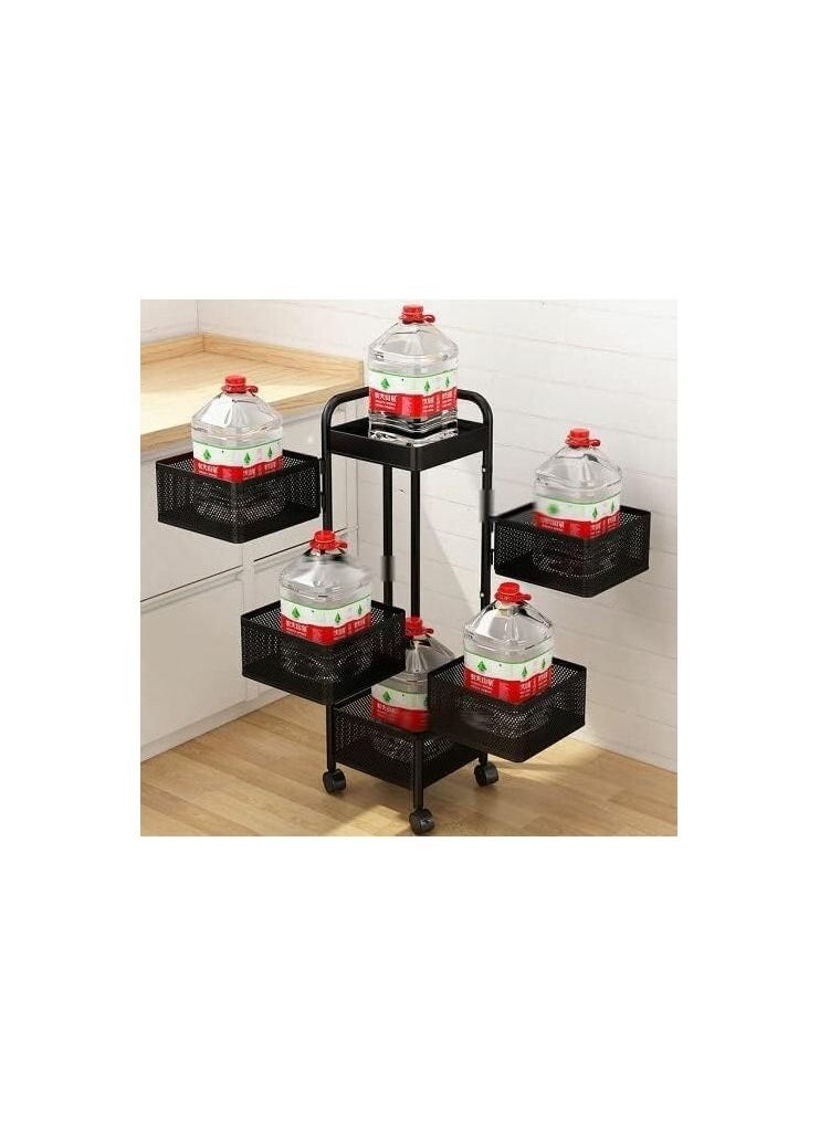 Rotating 5-Tier Kitchen Storage Rack for Fruits, Vegetables, and Household Items
