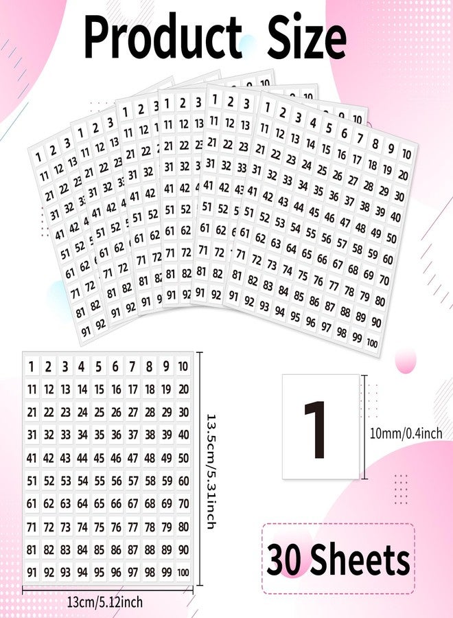 STARLIBOO 1 to 100 Consecutive Number Stickers, 0.4 inch Square Small Number Stickers Labels for Inventory, Storage, Organizing, Boxes, Bins, Toolbox, Locker (3000 Labels, White) - Image 2