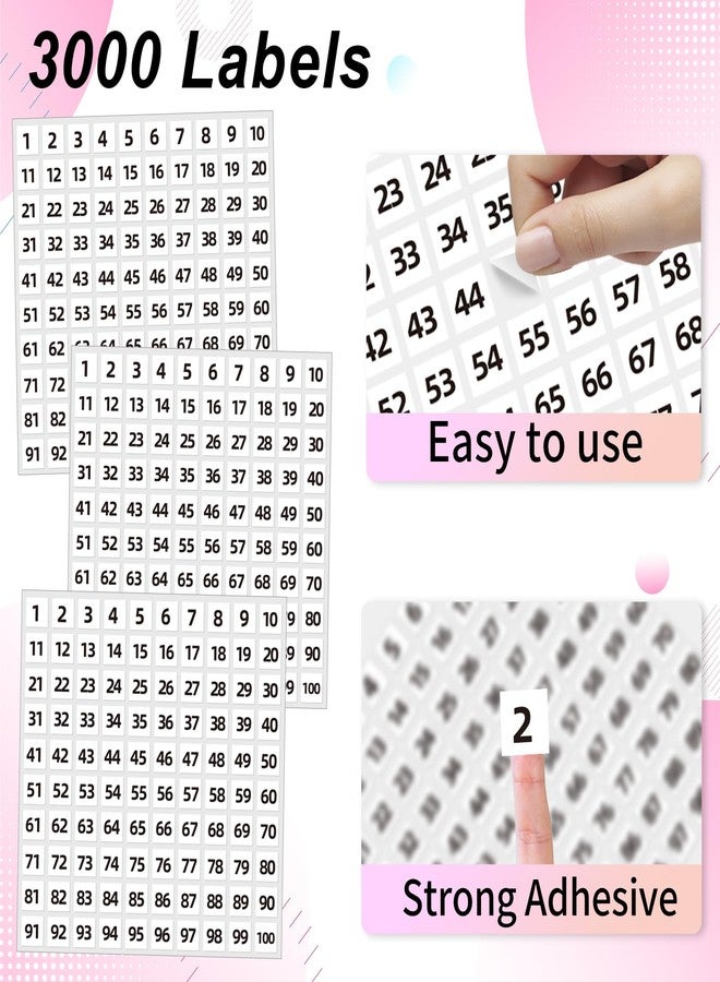 STARLIBOO 1 to 100 Consecutive Number Stickers, 0.4 inch Square Small Number Stickers Labels for Inventory, Storage, Organizing, Boxes, Bins, Toolbox, Locker (3000 Labels, White) - Image 3