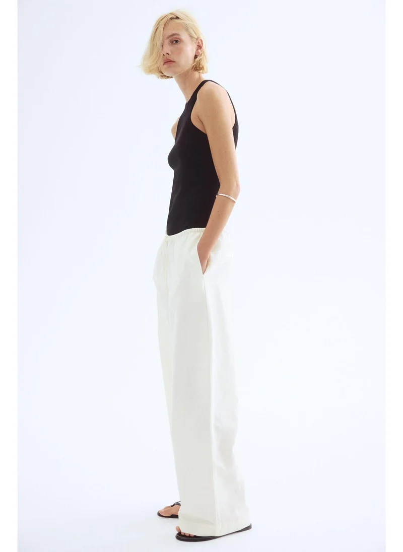 اتش اند ام Straight linen-blend trousers