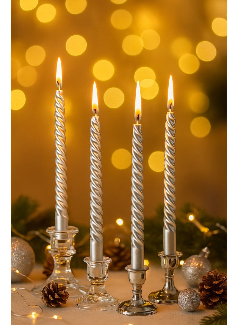 Home Care 12 قطعة شموع فضية معدنية متعرجة أنيقة - Image 4