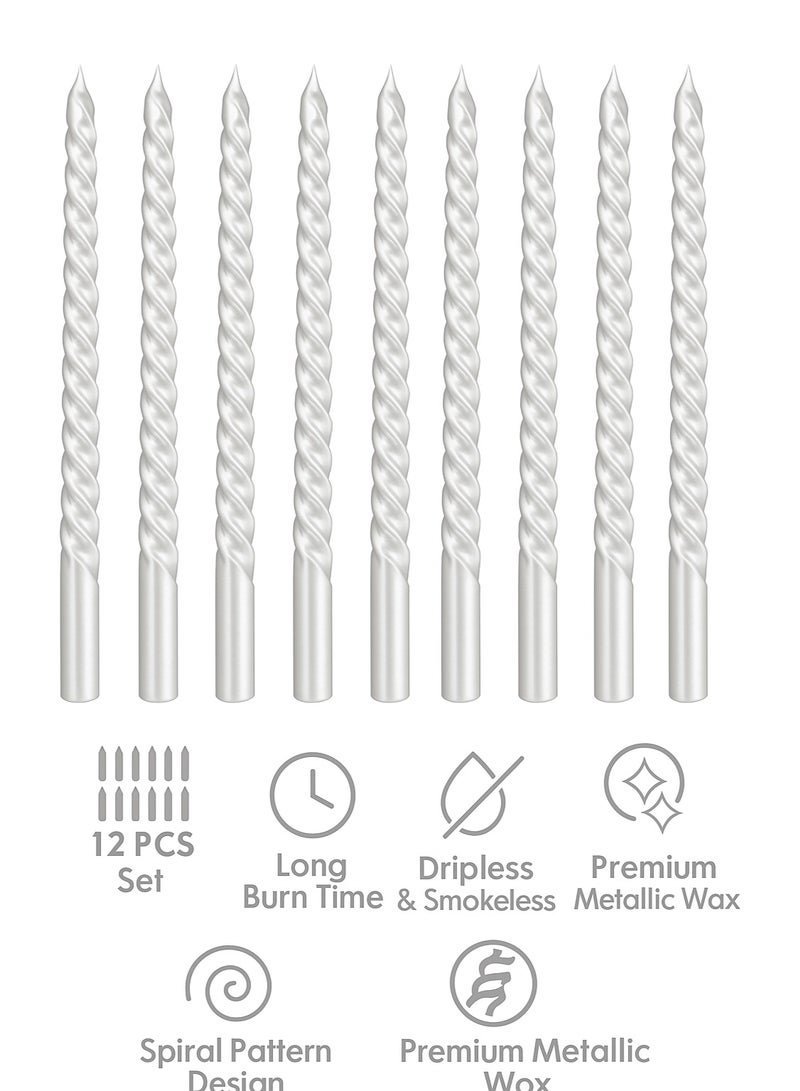 Home Care 12 قطعة شموع فضية معدنية متعرجة أنيقة - Image 5