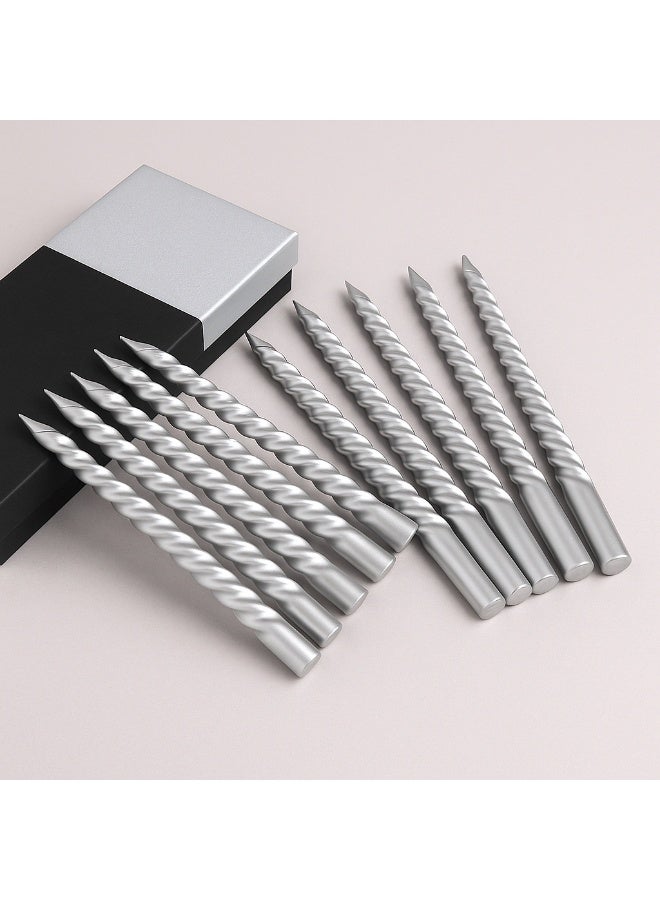 Home Care 12 قطعة شموع فضية معدنية متعرجة أنيقة - Image 2