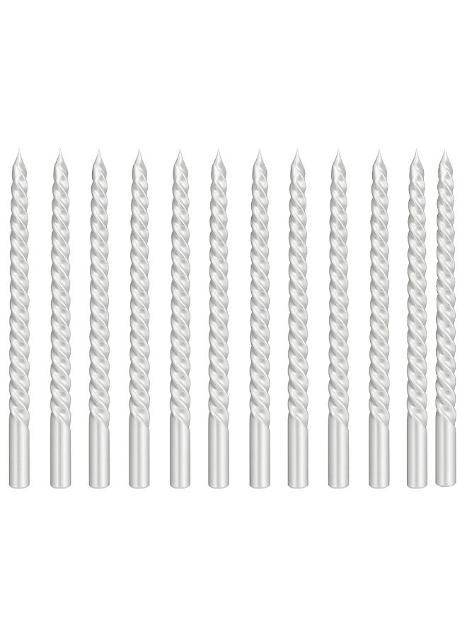 Home Care 12 قطعة شموع فضية معدنية متعرجة أنيقة - Image 1