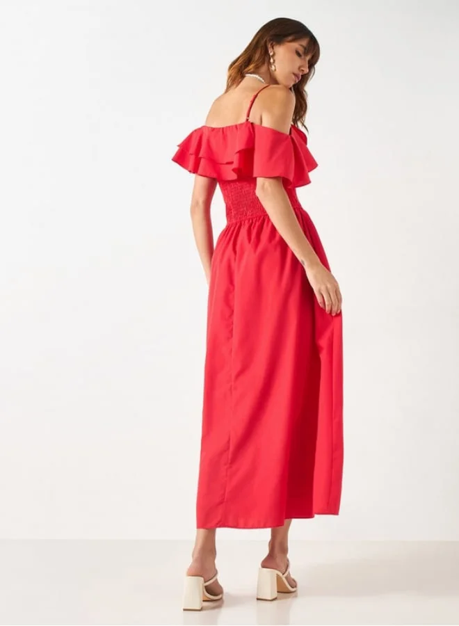 2Xtremz 2Xtremz Solid Off Shoulder A-line Dress with Pockets