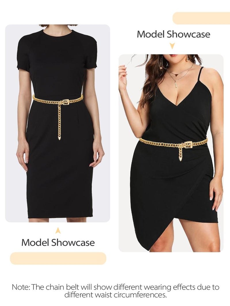 FIORETTO Chain Belt for Women Metal Belts Fashion Chunky Link Waist Belts for Dress Gold Length 43in - Image 5