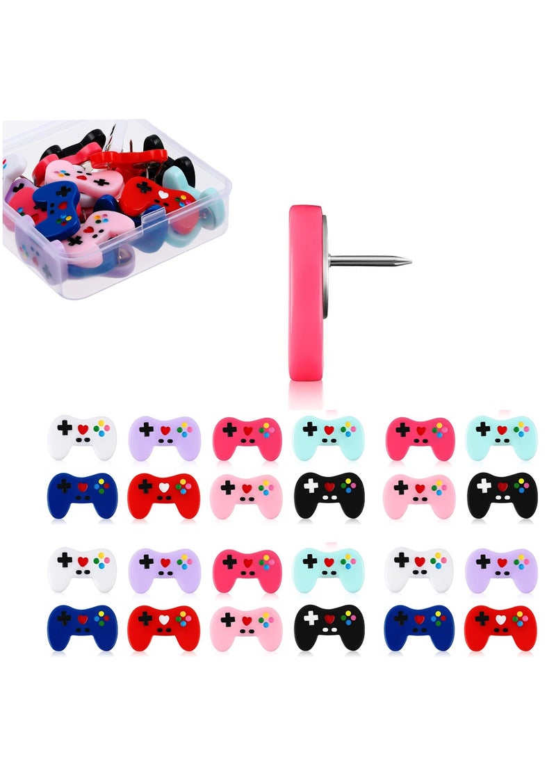Excefore - 24 Pcs Push Pins, Game Controller Decorative Pushpins, Colorful Thumb Tacks, Video Game Cork Board Tacks, Cute Push Pins for Photo Wall Cork Board Bulletin Board Home Wall Random Pattern Decorations - Image 1