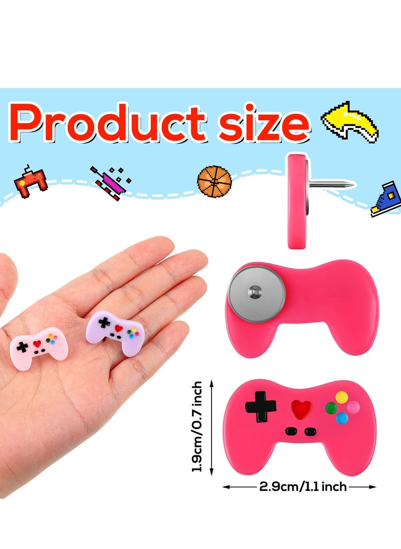 Excefore - 24 Pcs Push Pins, Game Controller Decorative Pushpins, Colorful Thumb Tacks, Video Game Cork Board Tacks, Cute Push Pins for Photo Wall Cork Board Bulletin Board Home Wall Random Pattern Decorations - Image 1