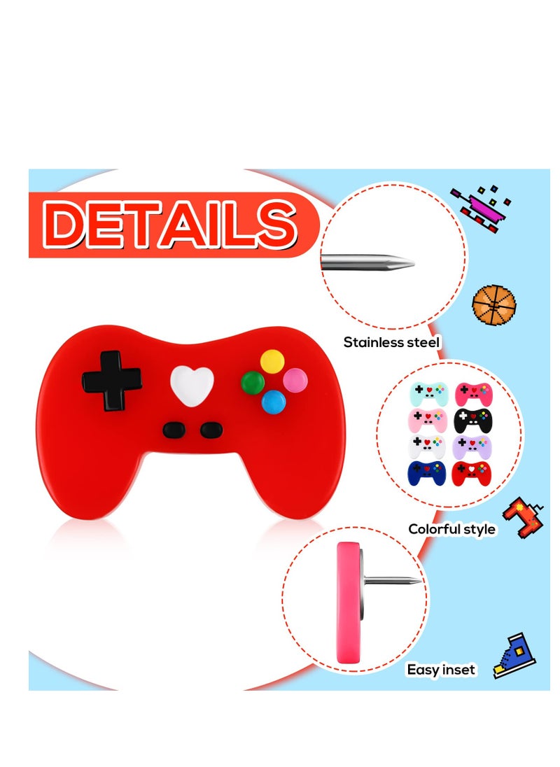 Excefore - 24 Pcs Push Pins, Game Controller Decorative Pushpins, Colorful Thumb Tacks, Video Game Cork Board Tacks, Cute Push Pins for Photo Wall Cork Board Bulletin Board Home Wall Random Pattern Decorations - Image 1