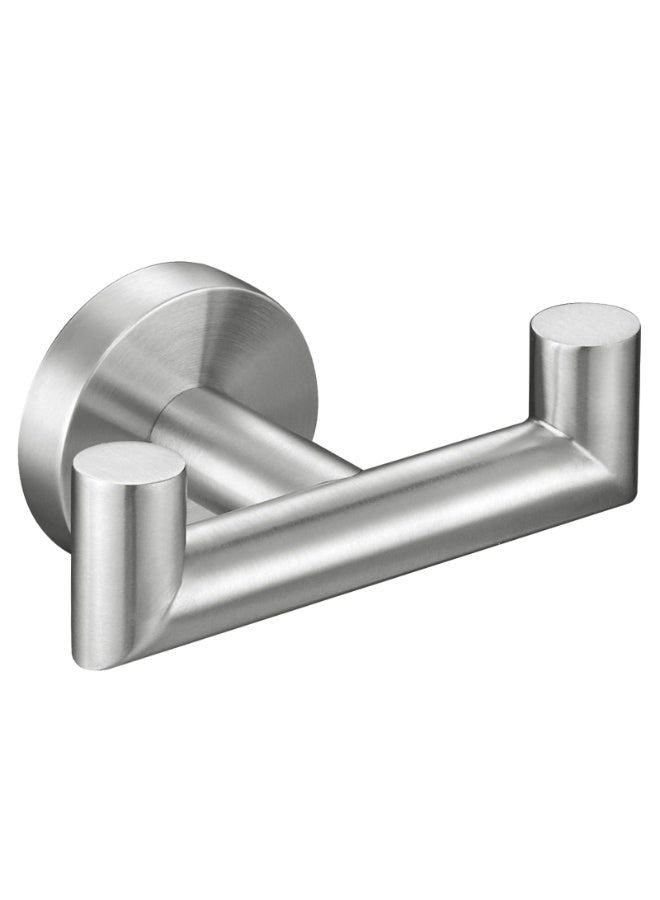 HOMESTAR Stainless Steel Double Towel Hook , Bathroom Creative Wall Mounted Hooks Over The Door Hanger , For Drilling Installation , Multi-Purpose Household Organization, SUS304 Stainless Steel Bath Towel Holder, Hand Towel Rack for Bathroom Wall, Silver - Image 1