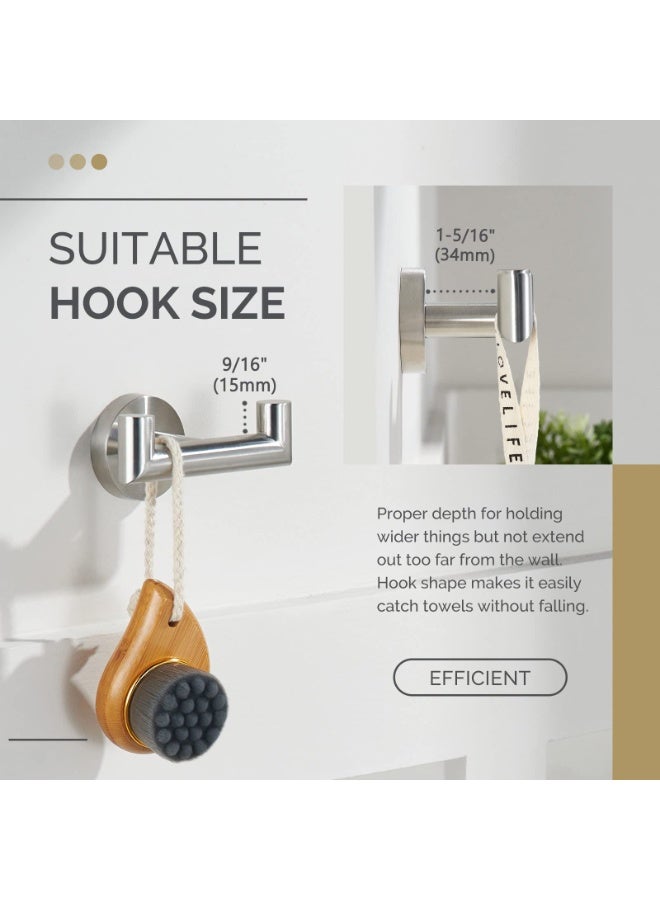 HOMESTAR Stainless Steel Double Towel Hook , Bathroom Creative Wall Mounted Hooks Over The Door Hanger , For Drilling Installation , Multi-Purpose Household Organization, SUS304 Stainless Steel Bath Towel Holder, Hand Towel Rack for Bathroom Wall, Silver - Image 5